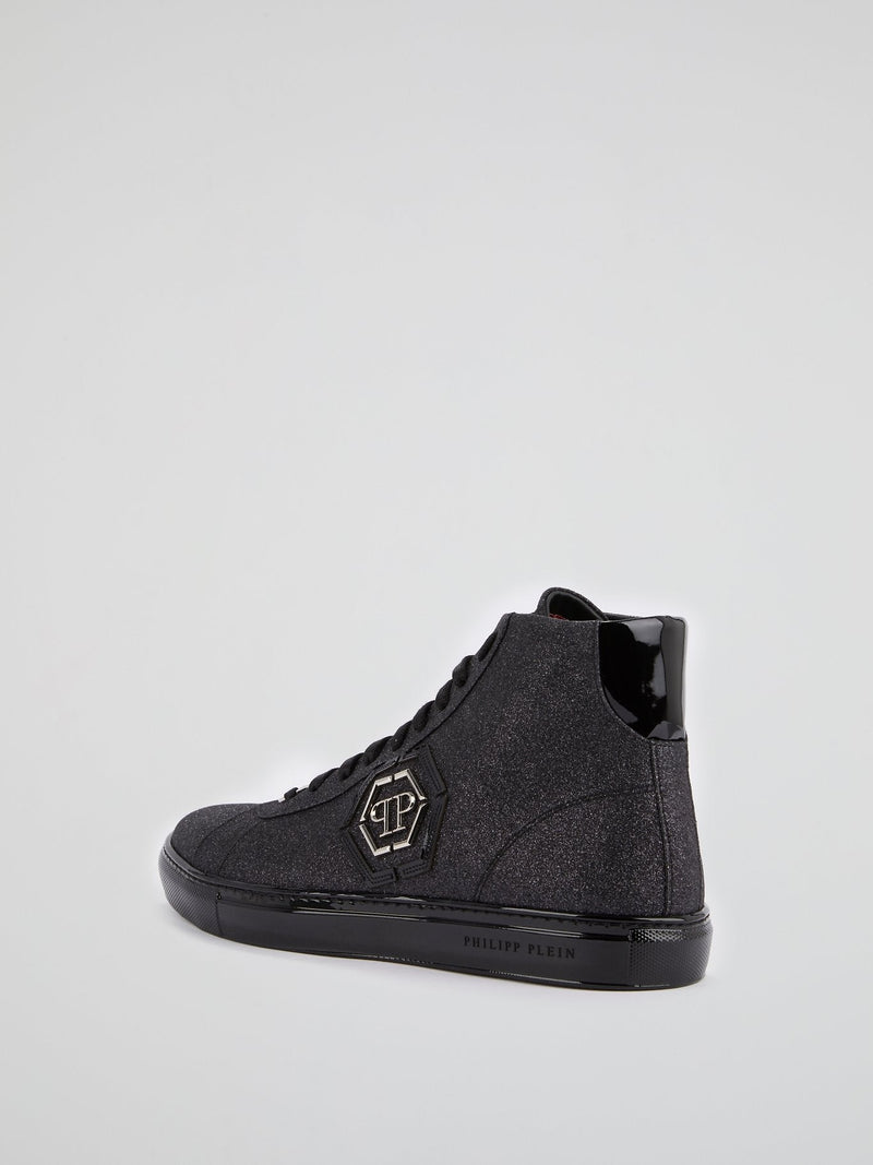 Black Glitter High Top Sneakers