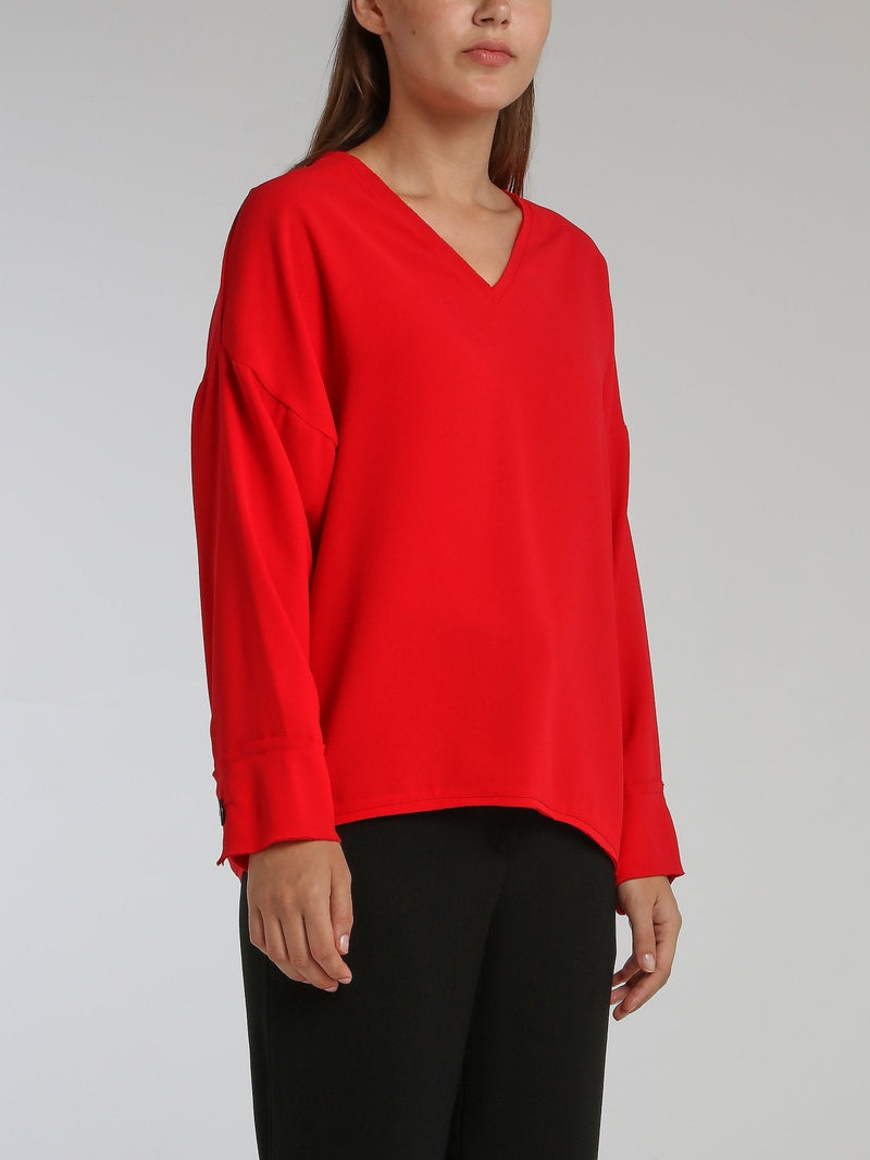 Lido Red Long Sleeve Top