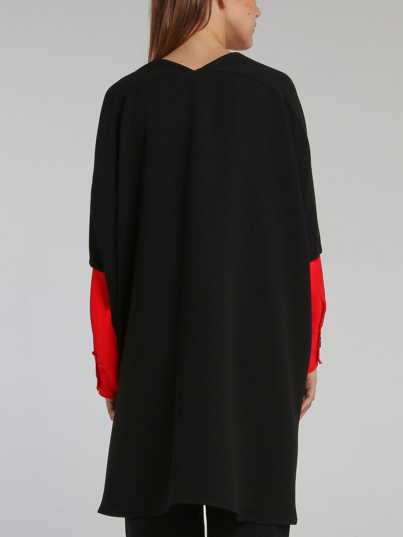 Nadia Black Crepe Poncho