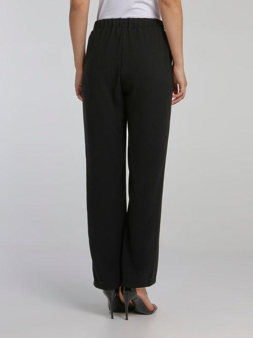 Lizzi Black Crepe Straight Pants