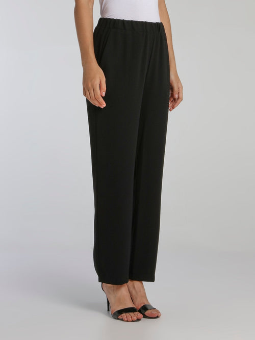 Lizzi Black Crepe Straight Pants