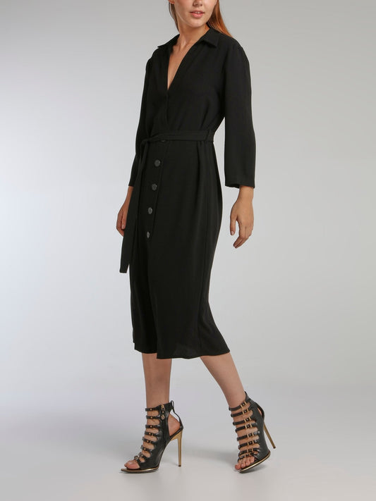 Lucia Black Coat Midi Dress