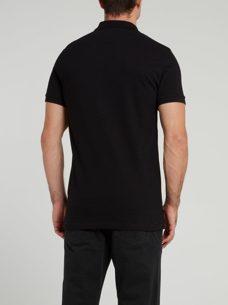 Black Logo Knitted Polo Shirt