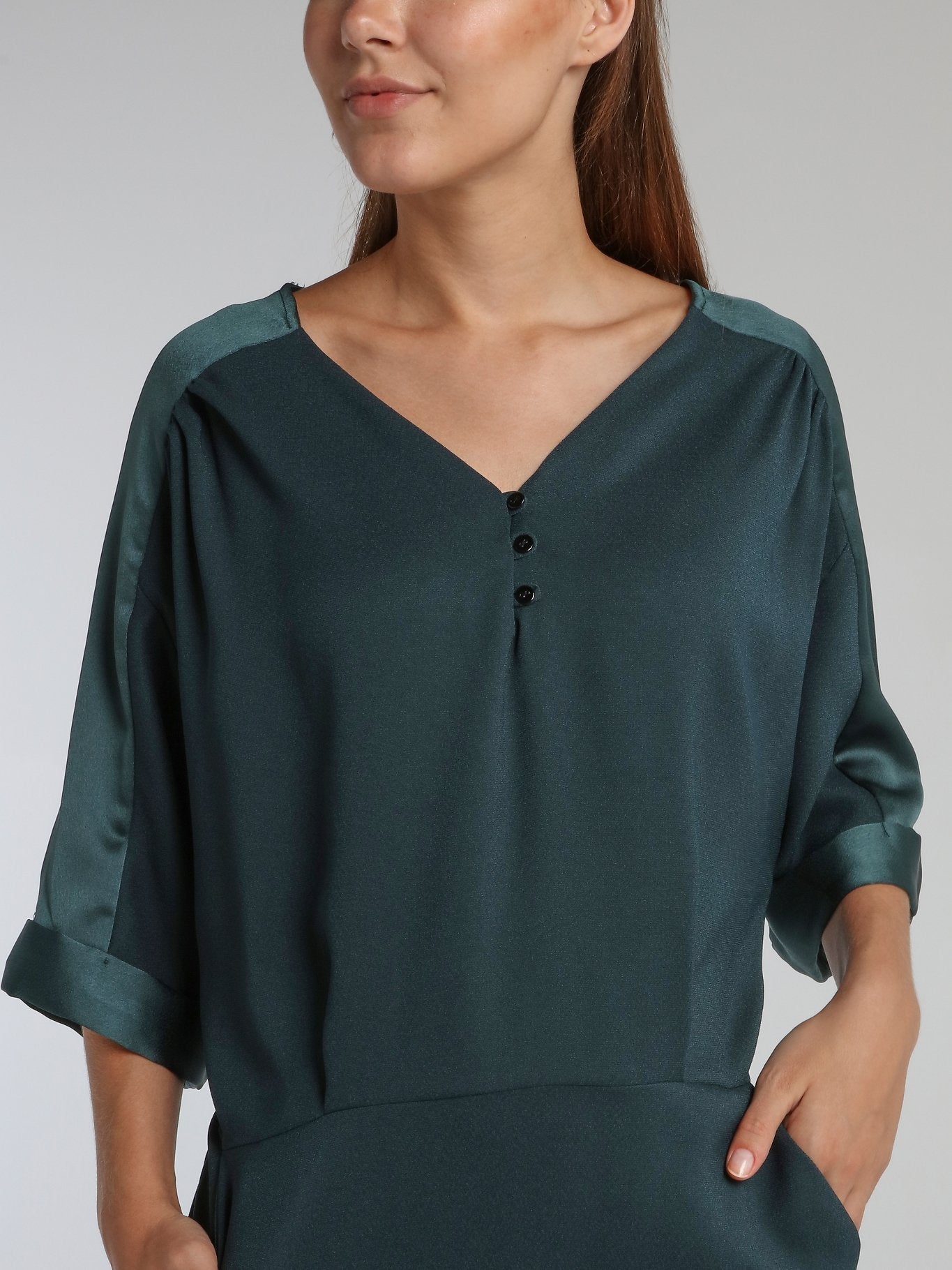 Vampas Teal Three-Quarter Sleeve Dress