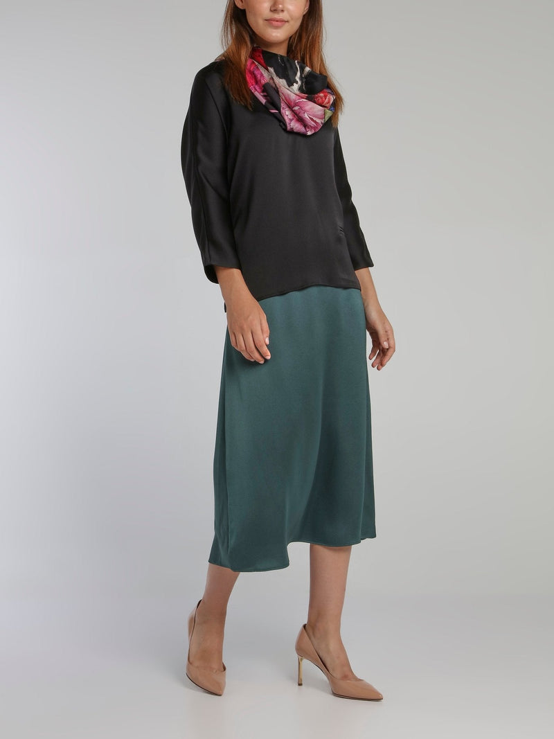 Vanille Black Satin Crepe Top