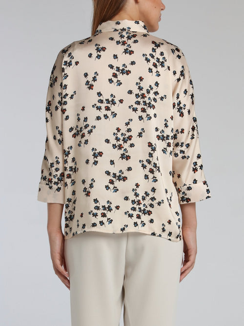 Victori White Leaf Print Shirt