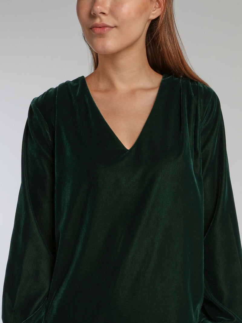 Warrior Emerald V-Neck Straight Dress