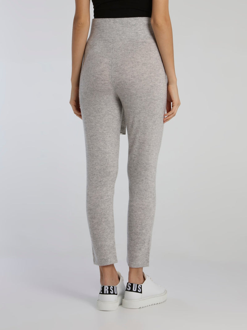 Babo Grey Tie Front Knit Pants