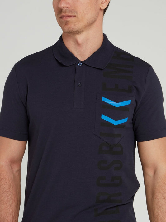 Navy Logo Chevron Polo Shirt