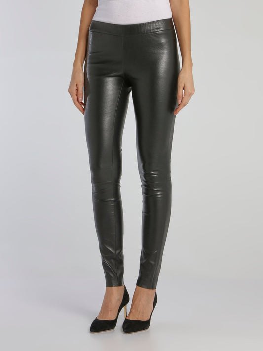 Black Stretch Leather Leggings