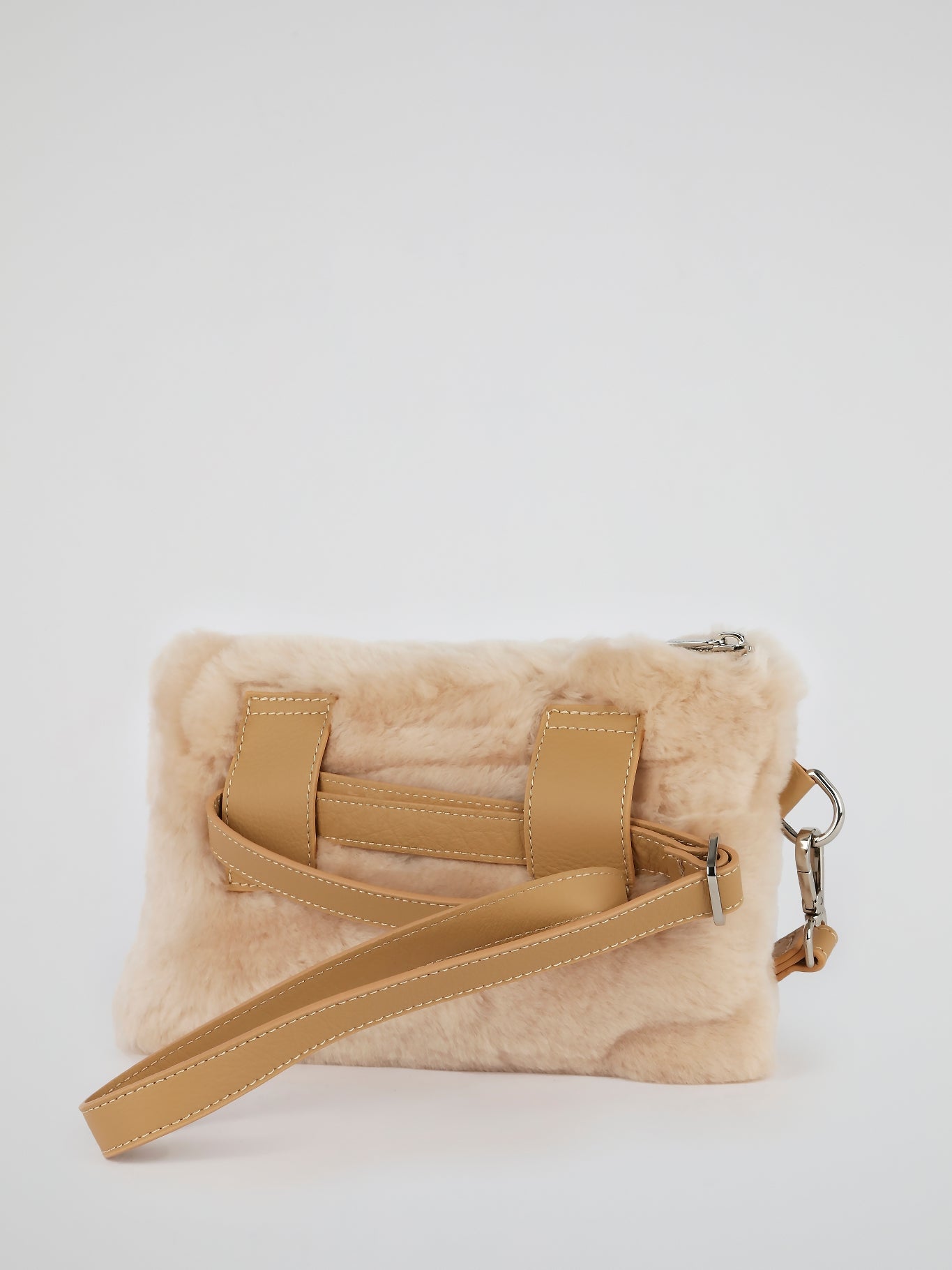 Beige Wool Skin Pouch