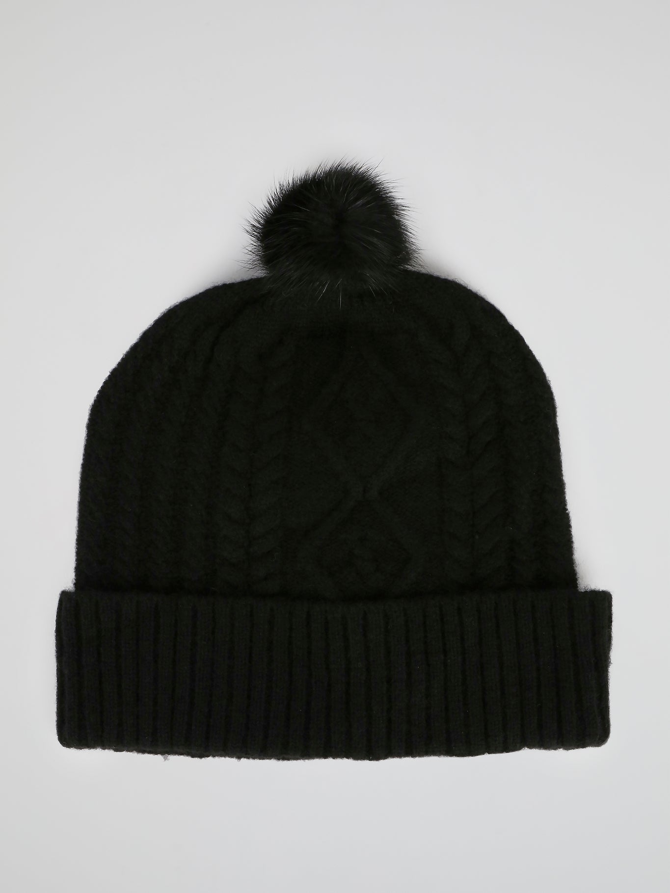 Black Vison Fur Pom Pom Bonnet