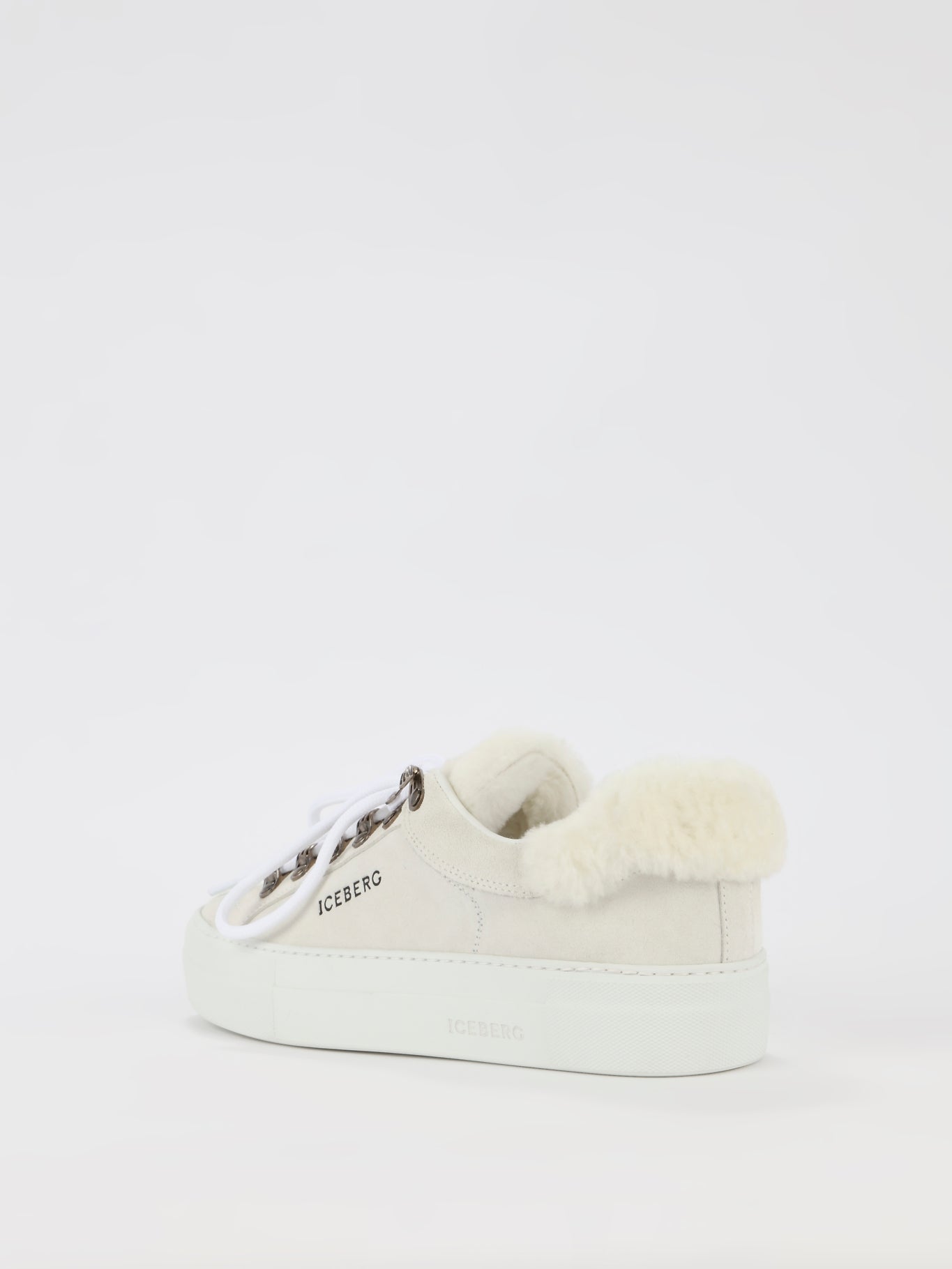 White Fur Trim Suede Trainers