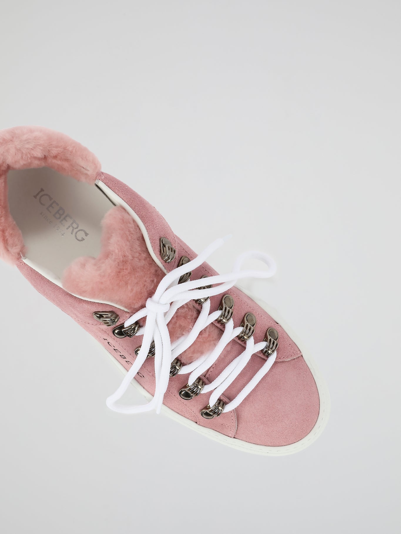 Pink Fur Trim Suede Trainers