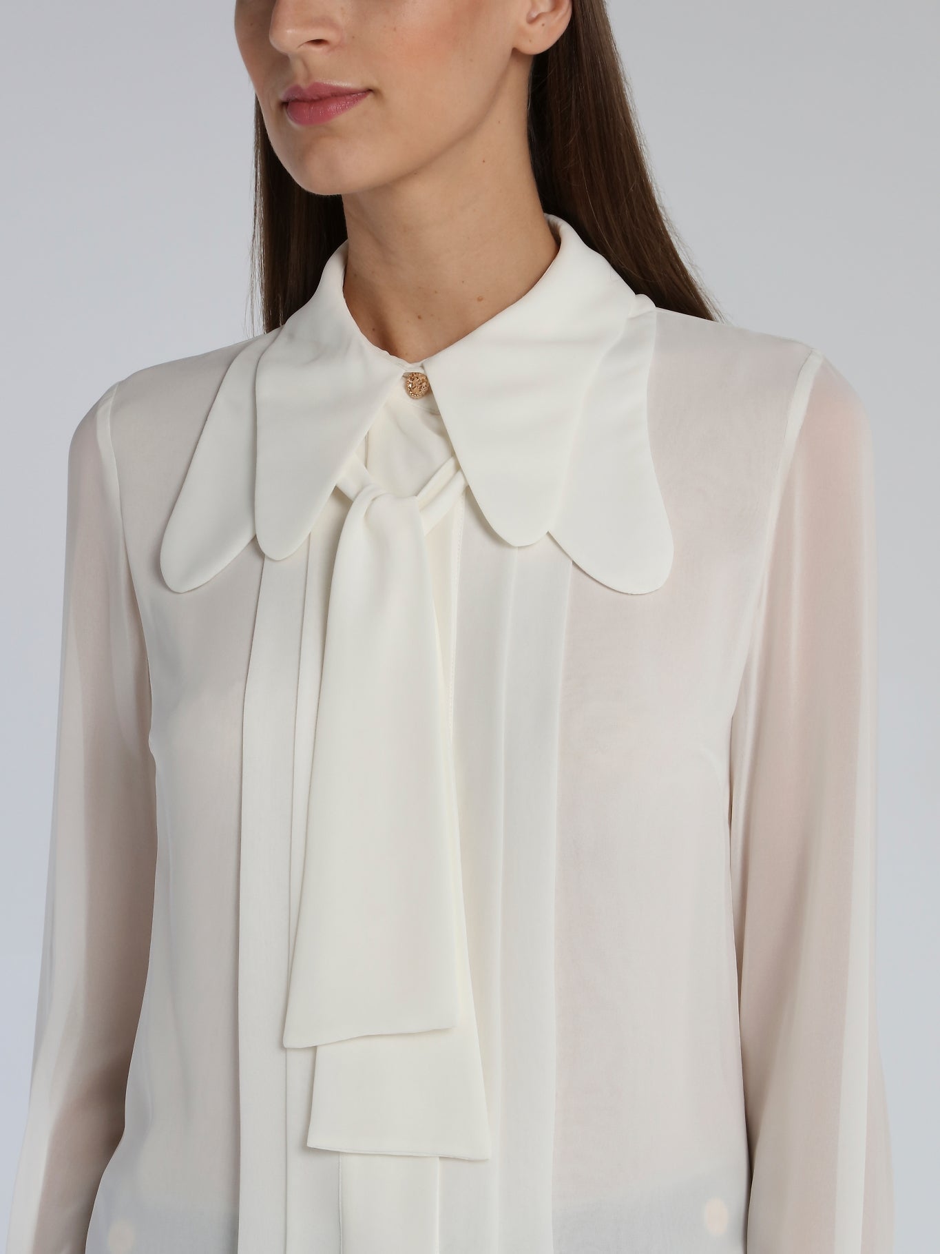 White Multi-Collar Pleated Blouse