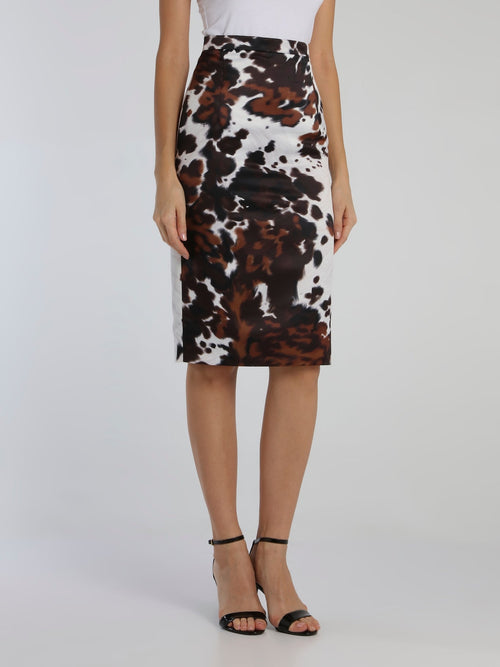 Animal Print High Rise Pencil Skirt