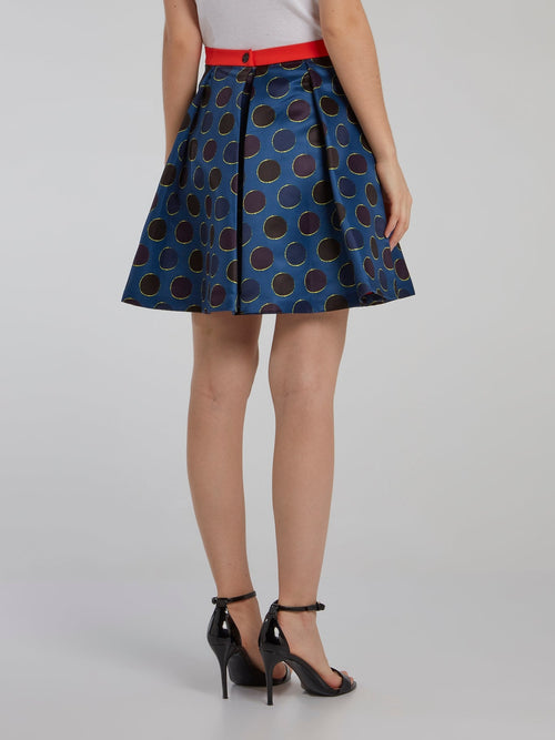 Polka Dot Box Pleated Mini Skirt