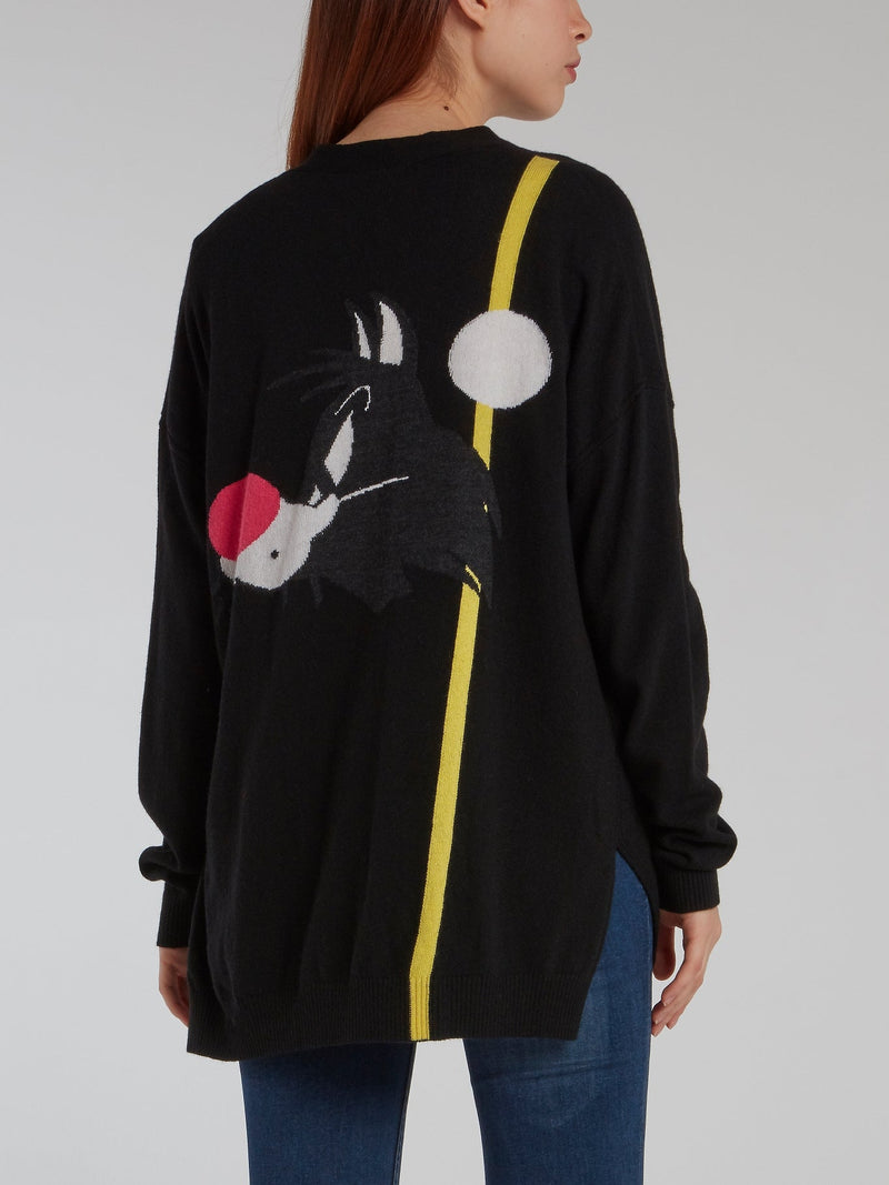 Sylvester The Cat Black Knitted Cardigan