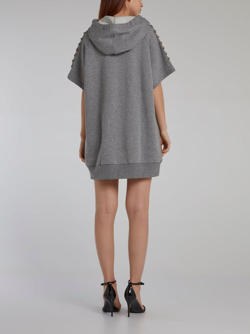 Grey Embellished Hoodie Dress