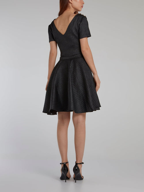 Black Cloqué Circle Dress