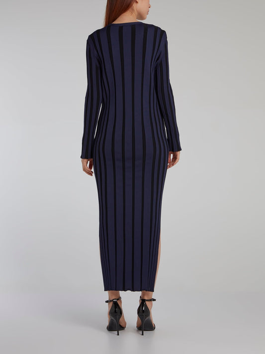 Navy Stripe Paillette Maxi Dress