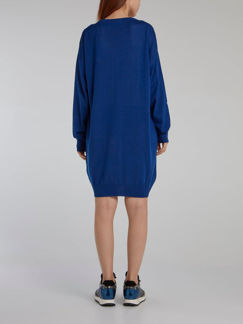 Blue Paillette Sweater Dress