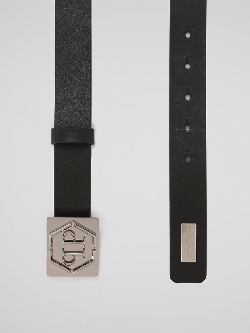 Black Monogram Pin Buckle Belt