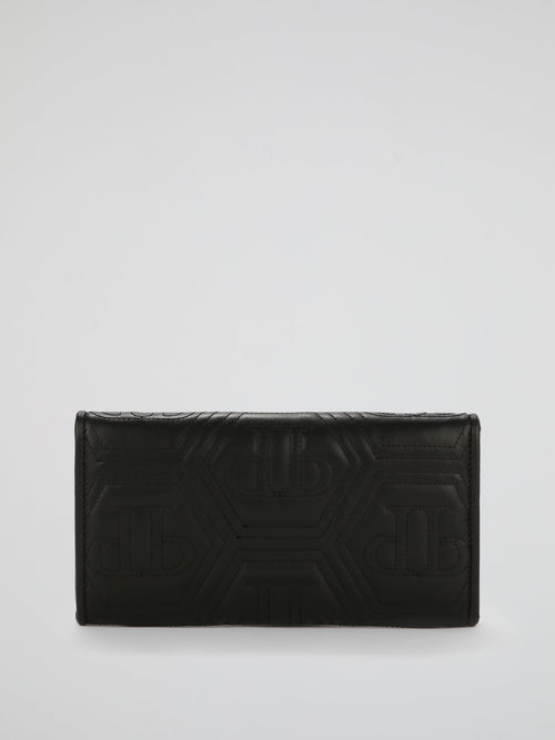 Black Crystal Monogram Quilted Shoulder Bag