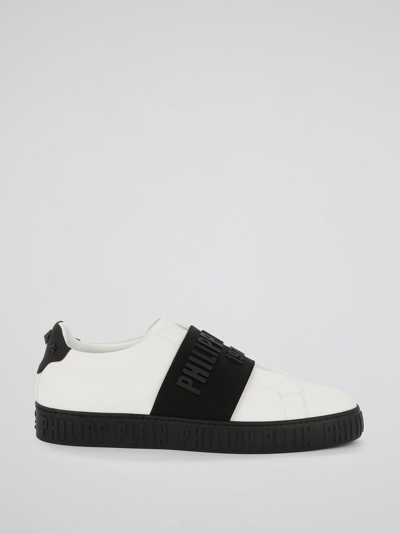 PP1978 White Contrast Front Strap Sneakers