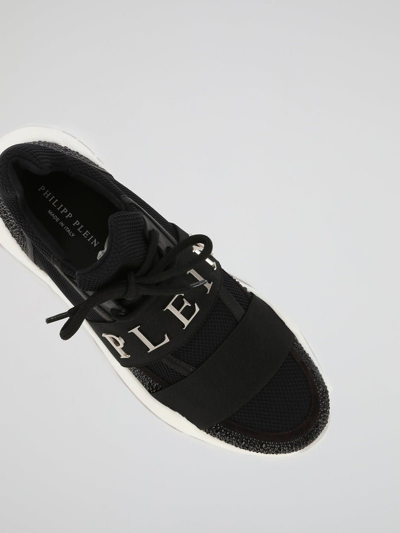 Black Crystal Mesh Runner Sneakers