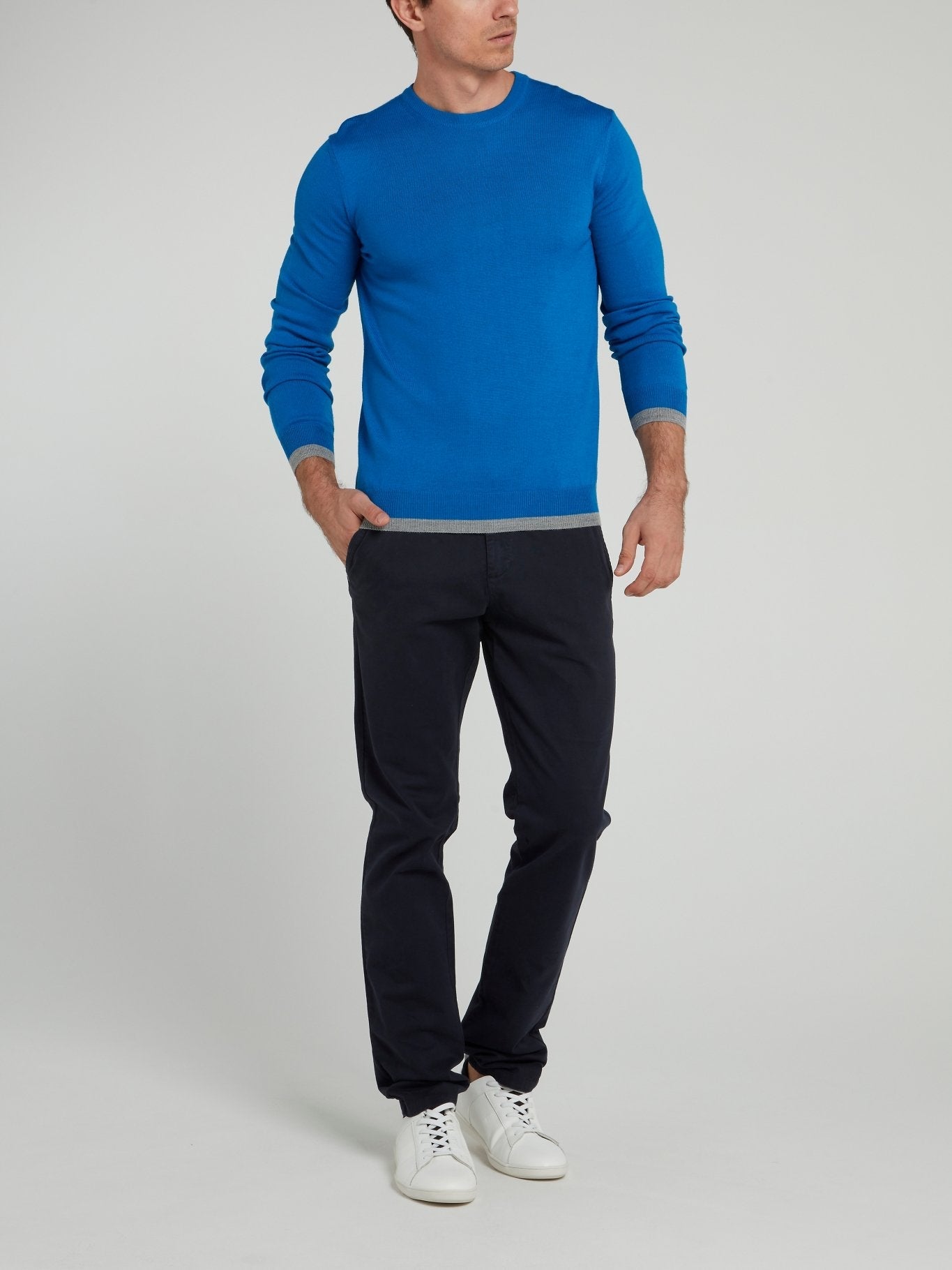 Navy Straight Fit Trousers