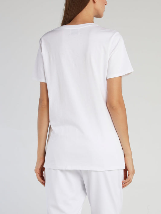 Giselle White Studded Logo T-Shirt