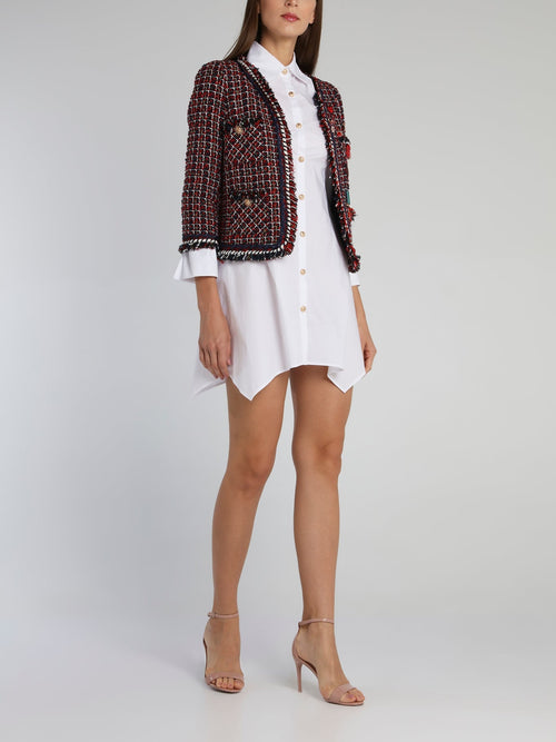 Appliquéd Check Tweed Jacket