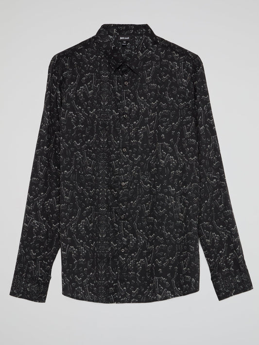 Black Safety Pin Print Shirt