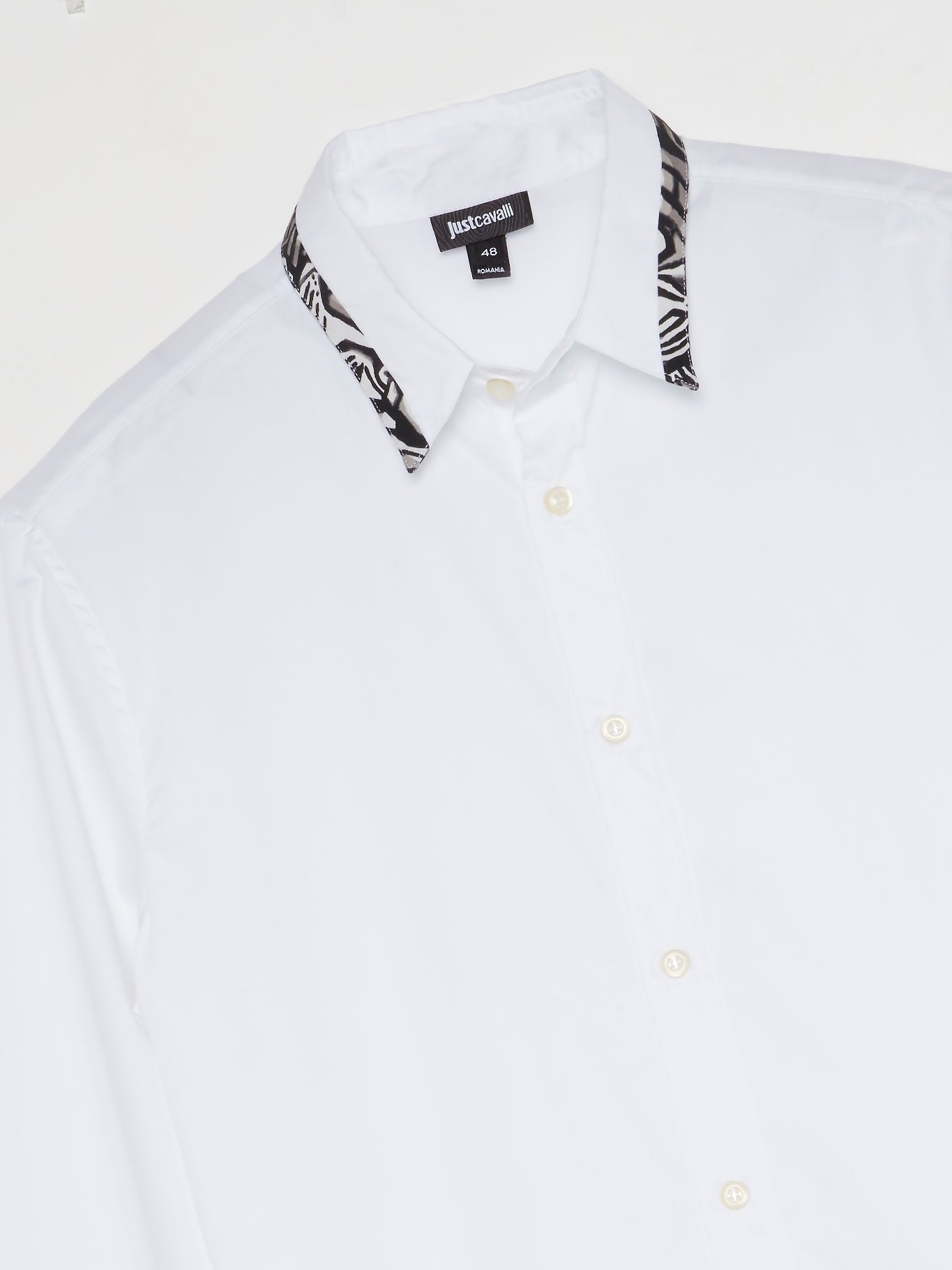 White Contrast Trim Shirt