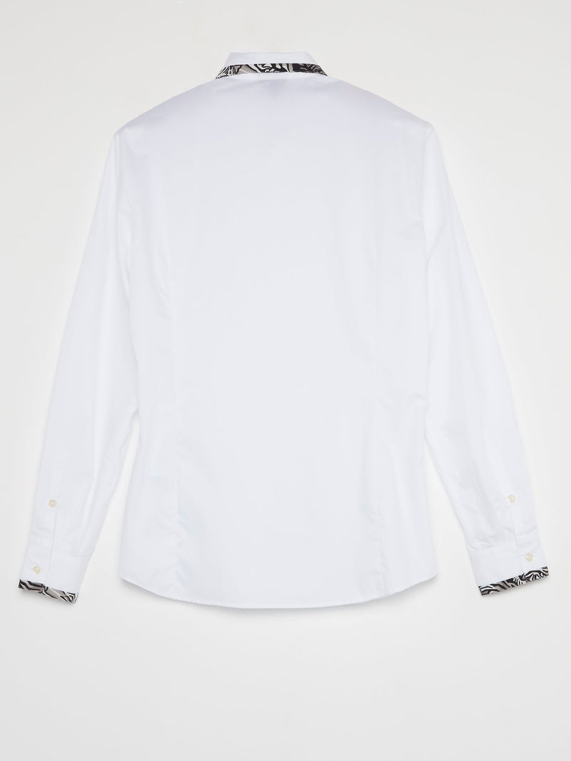 White Contrast Trim Shirt