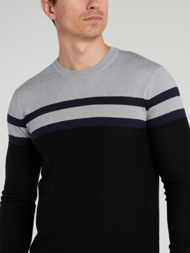 Black Striped Knitted Sweater