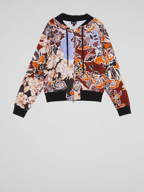 Floral Print Drawstring Jacket