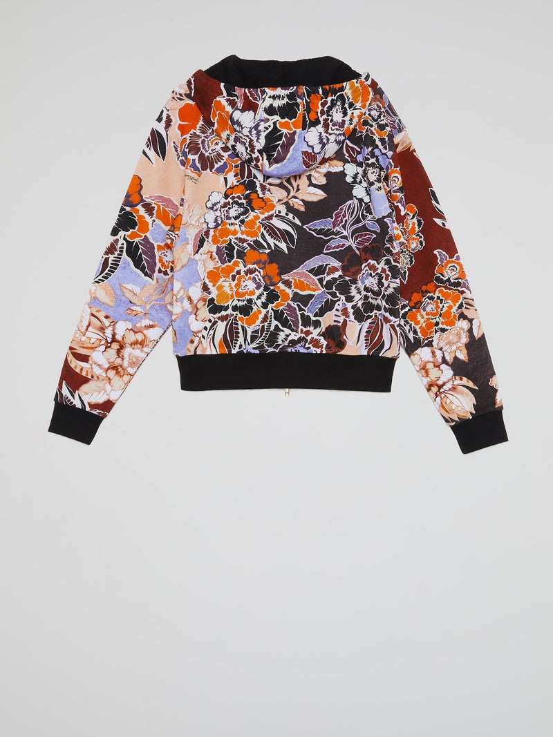 Floral Print Drawstring Jacket