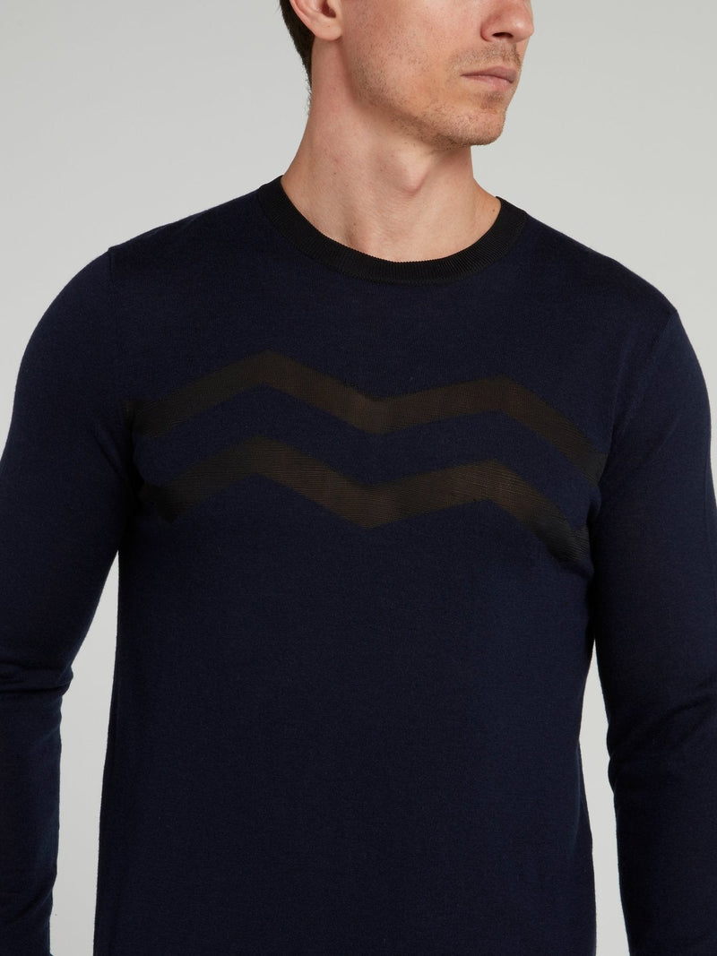 Navy Chevron Stripe Sweater