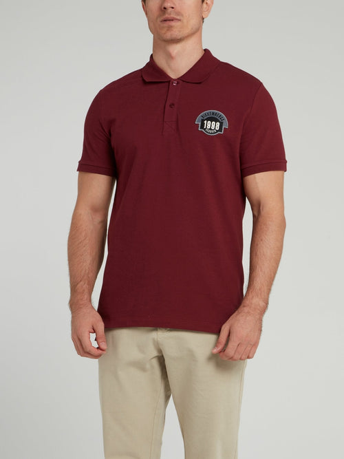 Burgundy Logo Knitted Polo Shirt