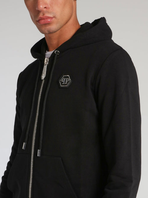 Black Rear Studded Logo Hoodie Sweatshirt