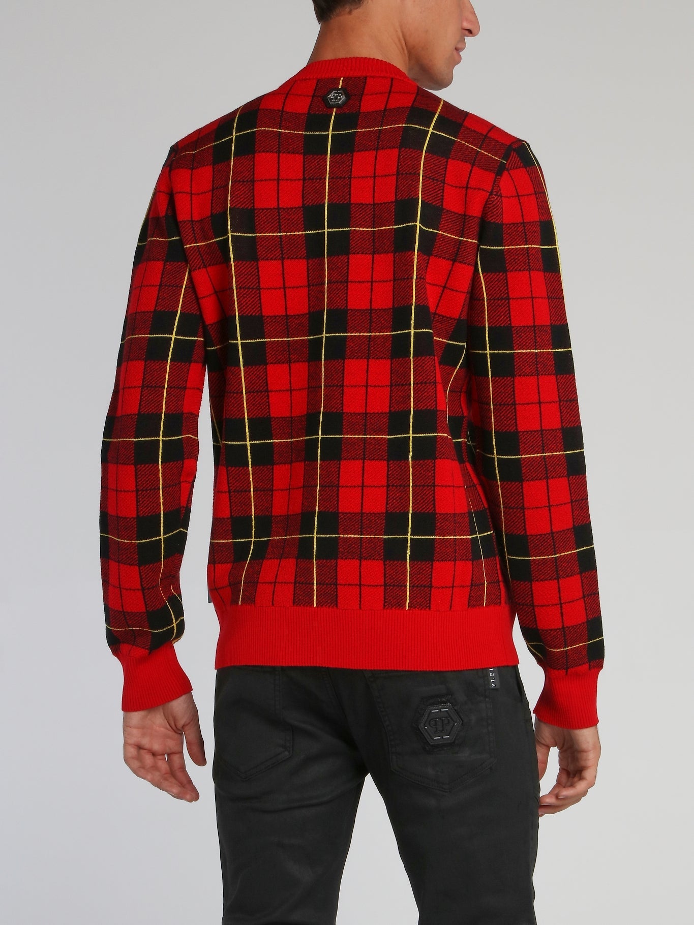 Red Check Knit Pullover