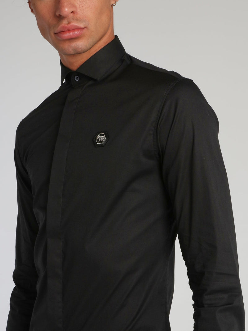 Space Plein Black Long Sleeve Shirt