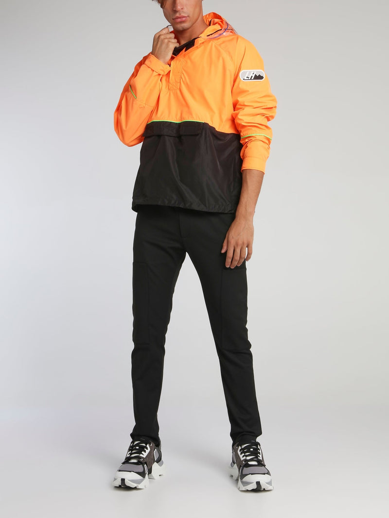 Orange Logo Patch Hooded Windbreaker