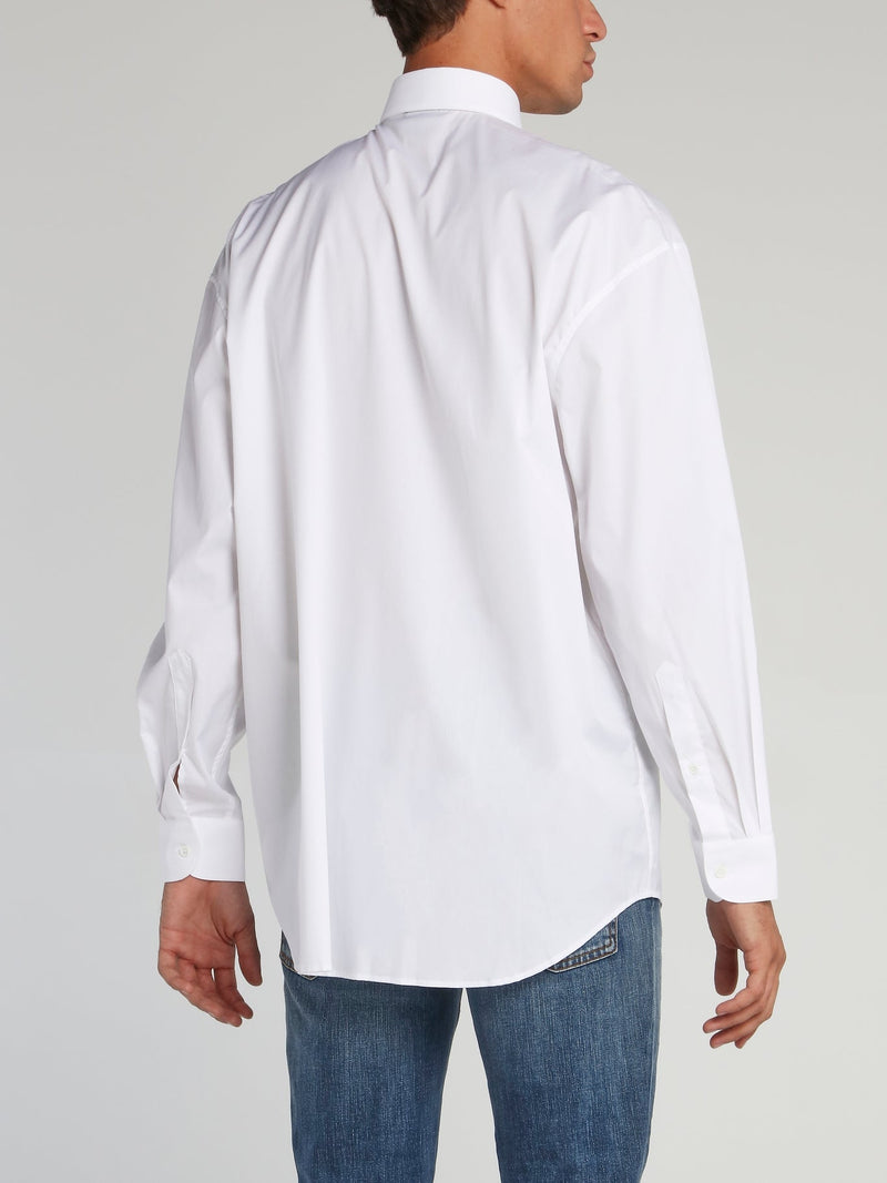 White Distressed Logo Tape Shirt