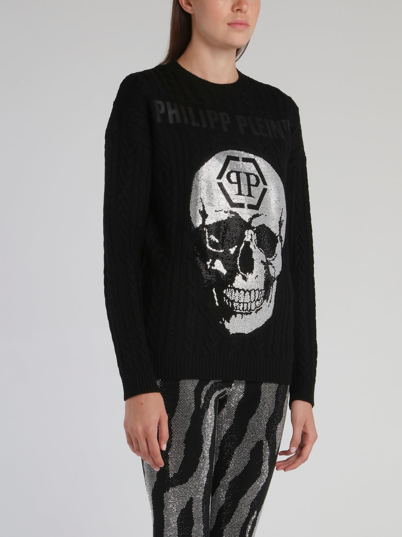 Crystal Skull Ribbed Pullover