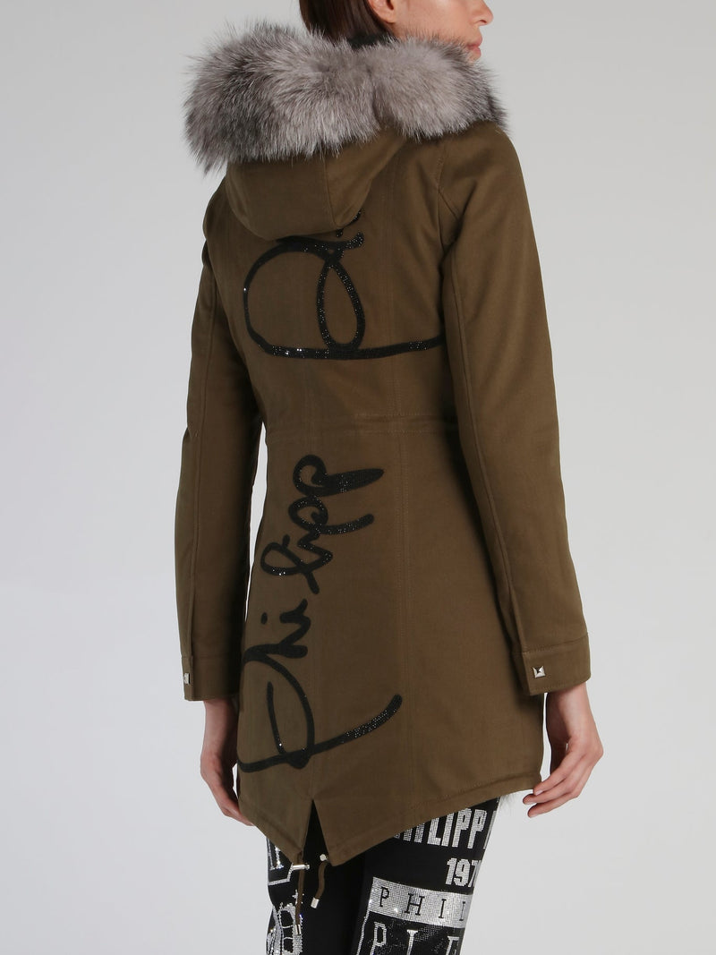 Crystal Plein Fur Trim Parka