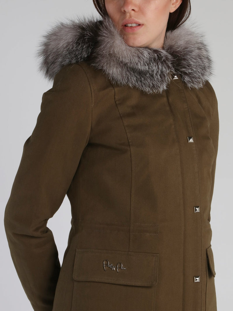 Crystal Plein Fur Trim Parka