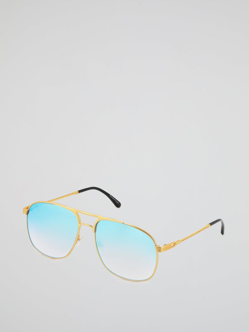 Blue Snatch Matte Aviator Sunglasses